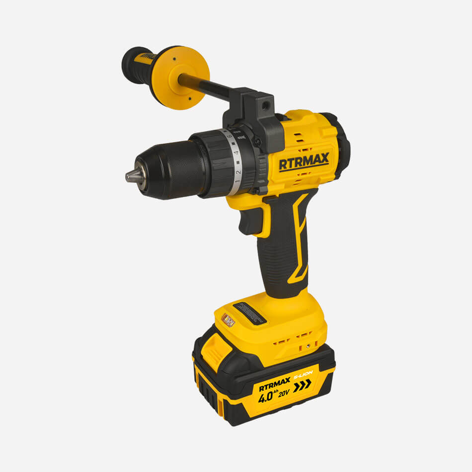 RTRMAX RTS5015HP KÖMÜRSÜZ AKÜLÜ DARBELI MATKAP 90NM 20V 2x4 AH AKÜ+RTS5008 SLION HPOWER